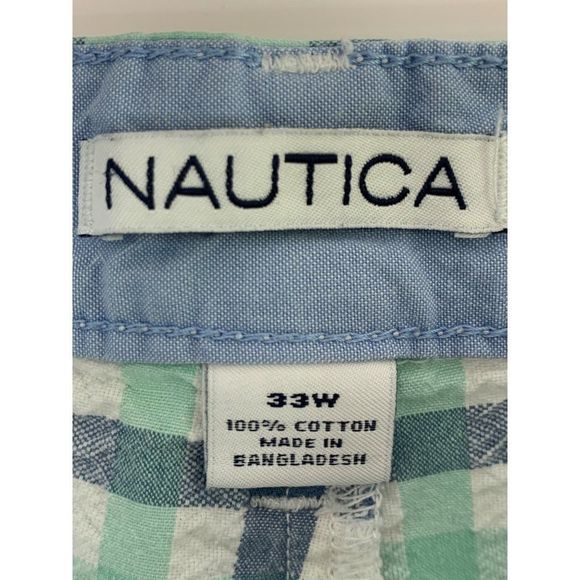 Nautica Mens Seersucker Shorts Burmda Size 33 Cruise Ship 6367 GUC Cotton - Picture 3 of 6